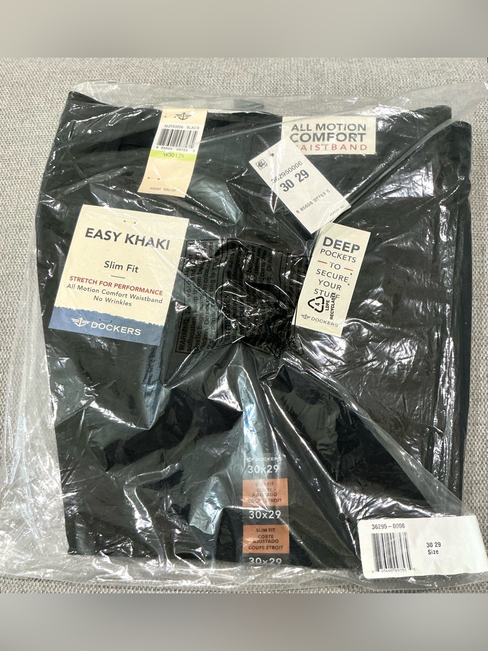 NWT Dockers Easy Khaki Slim Fit Black Pants 30x29